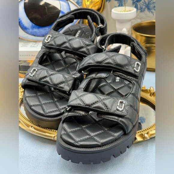 🆕 MARC JACOBS 🧿 NWOB The Quilted Sunny Leather Dad Sandals, Sz 40 US 10 - Picture 9 of 15